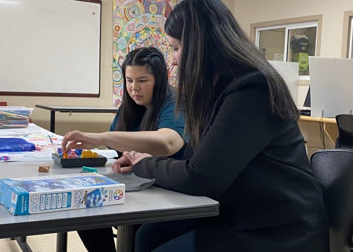 Dayley and Amy during a brain training session