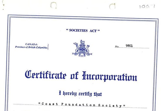 Coast Foundation Society is Incorporated